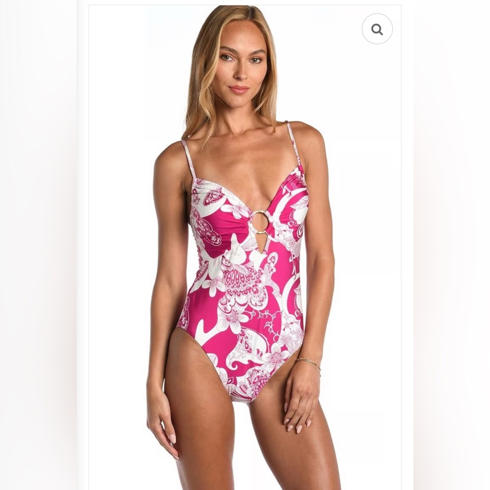 NEW Sunshine 79 Pink and White Floral One Piece Swimsuit, Size 14